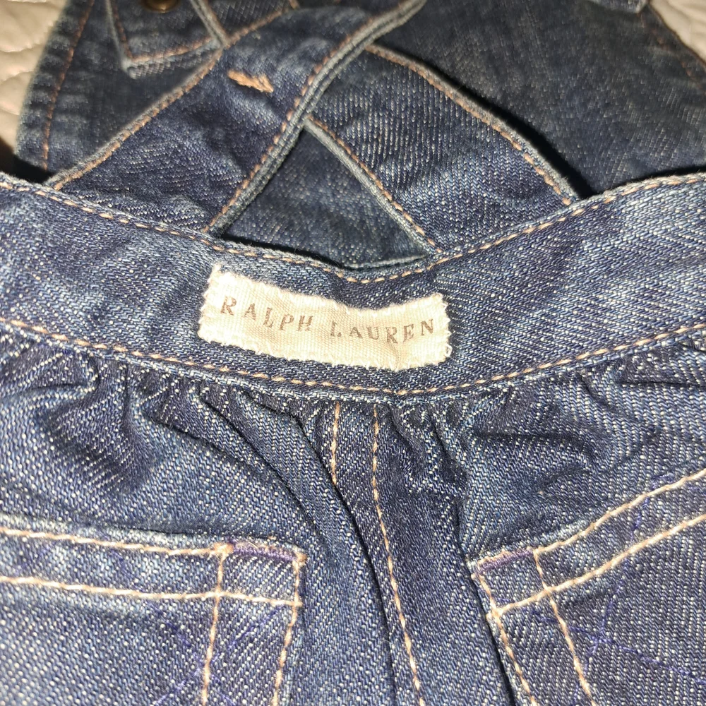 Ralph Lauren Infant Girls Denim‎ Jumper Overall Dress Dark Wash Blue NWT 9M